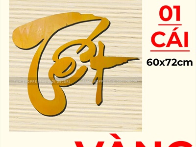 Chữ Tết thư pháp cỡ lớn bằng gỗ 60x72cm [Gỗ nhẹ - Màu sơn mờ] CHUGO-06