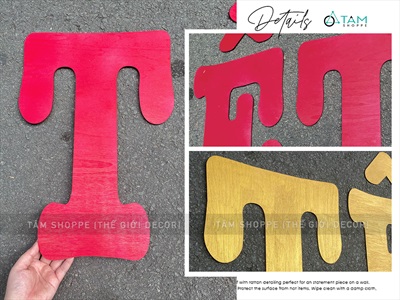 Chữ Tết viết hoa cỡ lớn bằng gỗ cao 70cm [Gỗ nhẹ - Màu sơn mờ] CHUGO-07