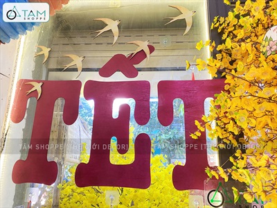 Chữ Tết viết hoa cỡ lớn bằng gỗ cao 70cm [Gỗ nhẹ - Màu sơn mờ] CHUGO-07
