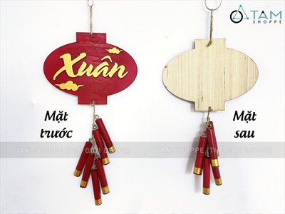 Dây treo Tết lồng đèn pháo gỗ chữ Tết - Xuân [Thủ công - Kĩ đẹp] PKT-TET-05