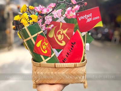 Mô hình bánh chưng bánh tét dưa hấu giấy [ DIY tự gấp - Nhiều cỡ] CHUNGTET-03