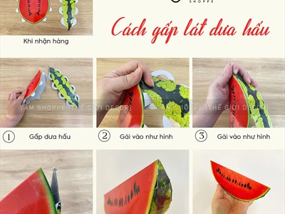 Mô hình bánh chưng bánh tét dưa hấu giấy [ DIY tự gấp - Nhiều cỡ] CHUNGTET-03