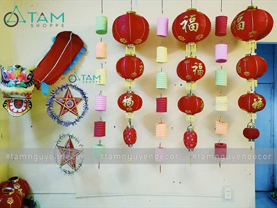 Set 04 lồng đèn giấy con sâu ĐK12cm màu ngẫu nhiên (tặng que cầm) LDEN-GIAY-02
