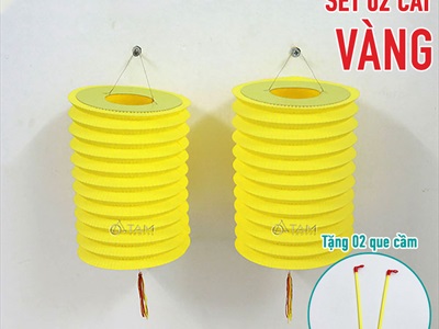 Set 02 lồng đèn giấy con sâu ĐK16cm màu trơn (tặng que cầm) LDEN-GIAY-01