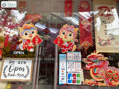 Set 02 Rồng giấy dán cửa dán tường ngày Tết [Ép kim - sắc nét] DANTUONG-01