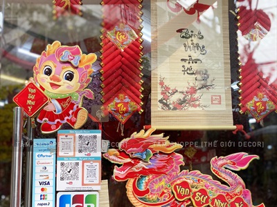 Set 02 Rồng giấy dán cửa dán tường ngày Tết [Ép kim - sắc nét] DANTUONG-01