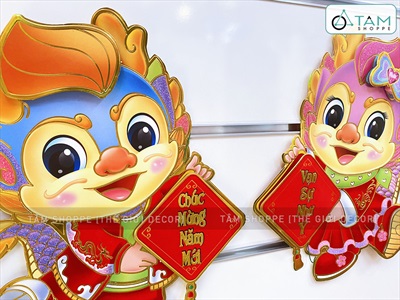 Set 02 Rồng giấy dán cửa dán tường ngày Tết [Ép kim - sắc nét] DANTUONG-01