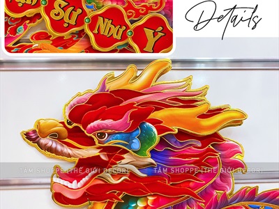 Set 02 Rồng giấy dán cửa dán tường ngày Tết [Ép kim - sắc nét] DANTUONG-01