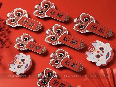 Set 06 đầu lân giấy ép kim kèm dây treo PKT-TET-03