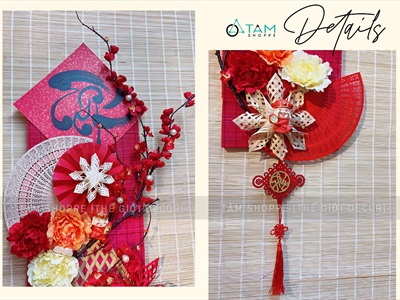 [ORDER 3-5 ngày] Set khánh Tết Xuân quạt vàng Phúc Lộc Tài [Có lẻ - Handmade kĩ đẹp] KHANHTET-02