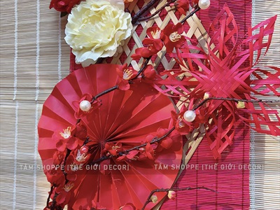[ORDER 3-5 ngày] Set khánh Tết Xuân quạt vàng Phúc Lộc Tài [Có lẻ - Handmade kĩ đẹp] KHANHTET-02