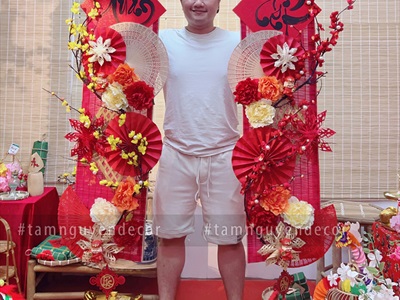 [ORDER 3-5 ngày] Set khánh Tết Xuân quạt vàng Phúc Lộc Tài [Có lẻ - Handmade kĩ đẹp] KHANHTET-02