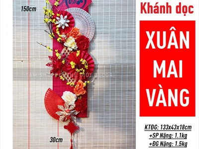 [ORDER 3-5 ngày] Set khánh Tết Xuân quạt vàng Phúc Lộc Tài [Có lẻ - Handmade kĩ đẹp] KHANHTET-02