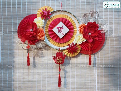[ORDER 3-5 ngày] Set khánh Tết Xuân quạt vàng Phúc Lộc Tài [Có lẻ - Handmade kĩ đẹp] KHANHTET-02