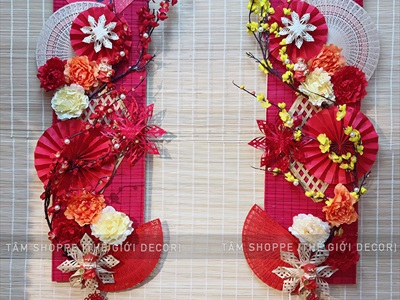 [ORDER 3-5 ngày] Set khánh Tết Xuân quạt vàng Phúc Lộc Tài [Có lẻ - Handmade kĩ đẹp] KHANHTET-02