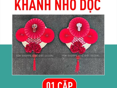 [ORDER 3-5 ngày] Set khánh Tết thư pháp 3 bông đại treo ngang [Khổ 2m - Handmade kĩ đẹp] KHANHTET-01
