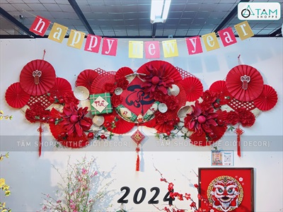 [ORDER 3-5 ngày] Set khánh Tết thư pháp 3 bông đại treo ngang [Khổ 2m - Handmade kĩ đẹp] KHANHTET-01