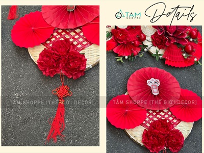 [ORDER 3-5 ngày] Set khánh Tết thư pháp 3 bông đại treo ngang [Khổ 2m - Handmade kĩ đẹp] KHANHTET-01