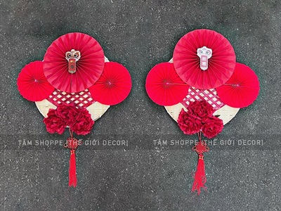 [ORDER 3-5 ngày] Set khánh Tết thư pháp 3 bông đại treo ngang [Khổ 2m - Handmade kĩ đẹp] KHANHTET-01