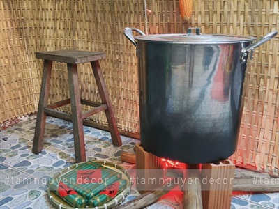 Set mô hình bánh chưng bánh tét mút xốp 02 size vừa và trung [Gồm 01 chưng+ 02 tét] CHUNGTET-01