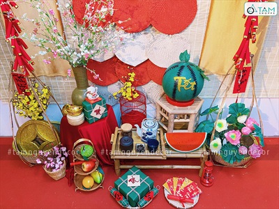 Trái dưa hấu giả decor cỡ lớn ĐK20-30cm [Xốp đặc - Kèm đế] TRAI-DUAHAU-01