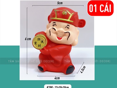 Tượng ông thần tài nhựa nhỏ cầm tiền vàng cao 6cm [Chuẩn đẹp - Được chọn kiểu] TUONG-THANTAI-01