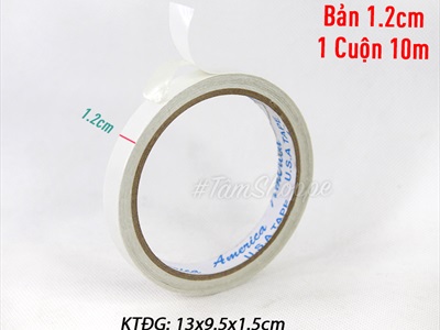 Băng keo 2 mặt trắng nước bản 1.2 cm cuộn 10m BANGKEO-03