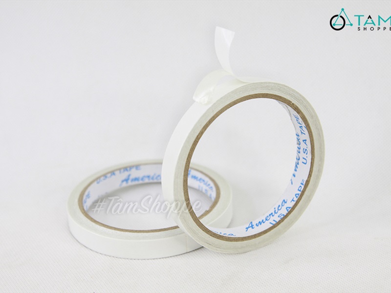 Băng keo 2 mặt trắng nước bản 1.2 cm cuộn 10m BANGKEO-03