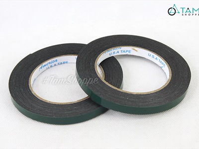 Băng keo 2 mặt xốp xanh đen siêu dính bản 1cm cuộn 6m BANGKEO-02