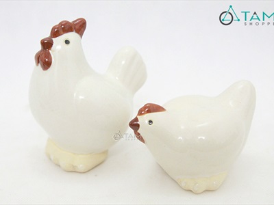 Bộ 2 tượng gà gốm trống mái TCV-GA-01