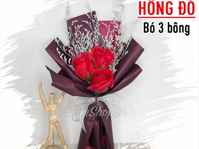 Bó hoa hồng sáp sao trắng kiểu hoa cưới 1-3 bông [ Tặng 8-3 - sinh nhật - valentine ]