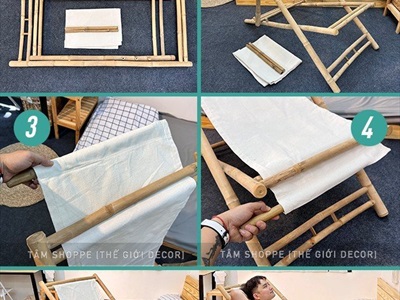 Ghế xếp bãi biển vải canvas khung tre ngoài trời cỡ lớn BANGHE-00