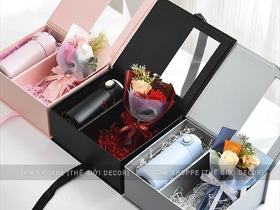 Hộp quà sang trọng cửa sổ trong suốt tự gấp dễ dàng HOPDUNGQUA-01