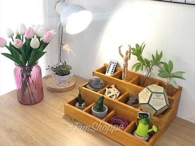 Kệ gỗ trang trí 3 tầng 12 ngăn 2 cách dùng KEBAN-01