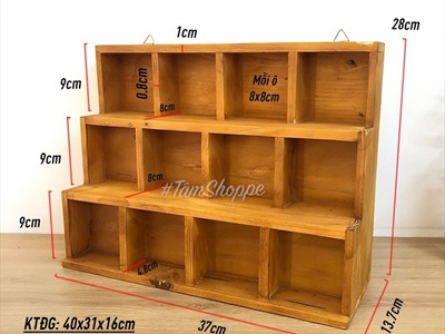 Kệ gỗ trang trí 3 tầng 12 ngăn 2 cách dùng KEBAN-01