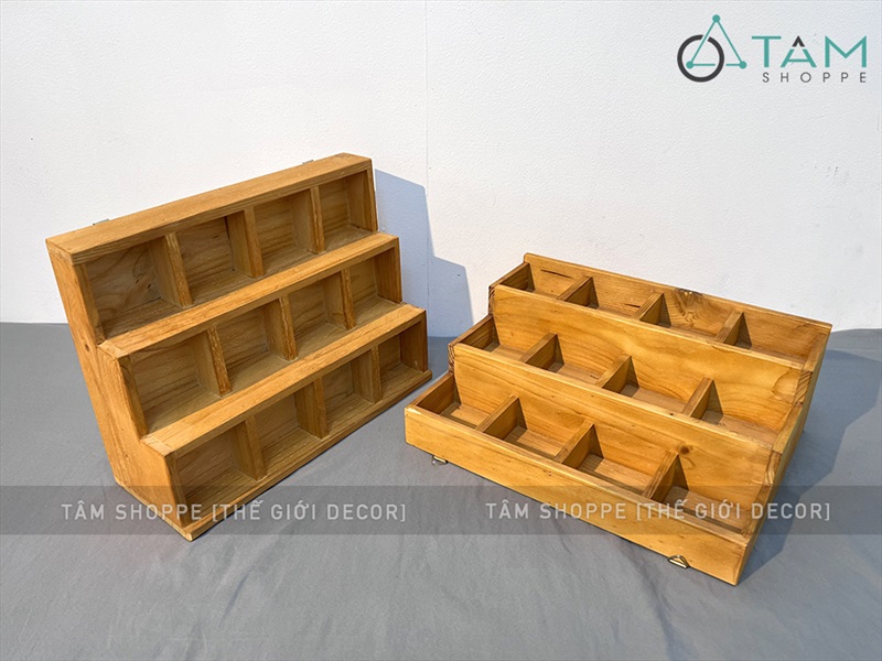 Kệ gỗ trang trí 3 tầng 12 ngăn 2 cách dùng KEBAN-01