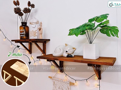 Kệ gỗ treo tường ê ke gỗ vuông góc đơn giản KETUONG-01