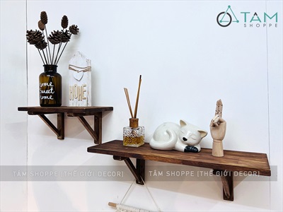 Kệ gỗ treo tường ê ke gỗ vuông góc đơn giản KETUONG-01