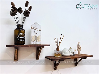 Kệ gỗ treo tường ê ke gỗ vuông góc đơn giản KETUONG-01