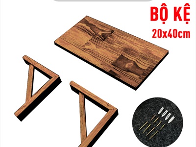 Kệ gỗ treo tường ê ke gỗ vuông góc đơn giản KETUONG-01