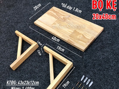 Kệ gỗ treo tường ê ke gỗ vuông góc đơn giản KETUONG-01