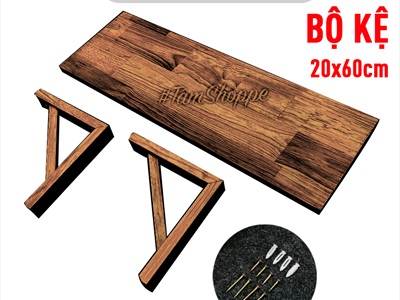 Kệ gỗ treo tường ê ke gỗ vuông góc đơn giản KETUONG-01