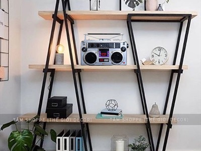 Mô hình máy catssette radio Sharp chữ nhật màu bạc cổ điển tỷ lệ 1:1 MHVT-MCSR-05