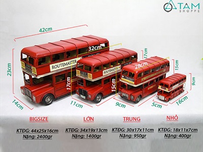 Mô hình xe buýt 2 tầng London đỏ cổ điển MHX-BUS2T-01