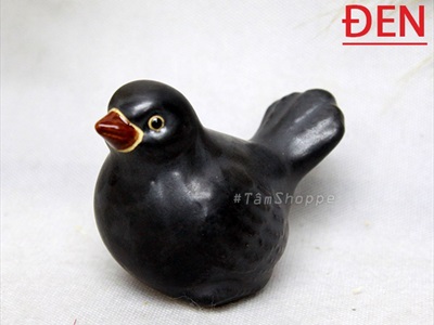 Tượng chim sẻ gốm đuôi xòe mỏ đỏ nhiều màu TCV-CHIM-01