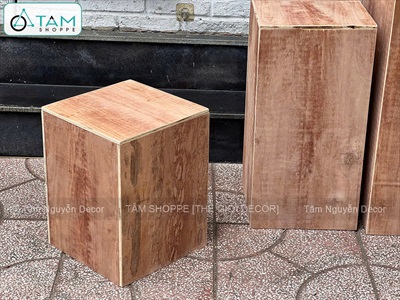 Bục đôn gỗ vuông làm đôn decor trang trí chụp hình [Bục thô - Chắc chắn] BUCDON-01