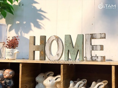Chữ HOME gỗ Vintage Bắc Âu 15cm CHU-GO-02