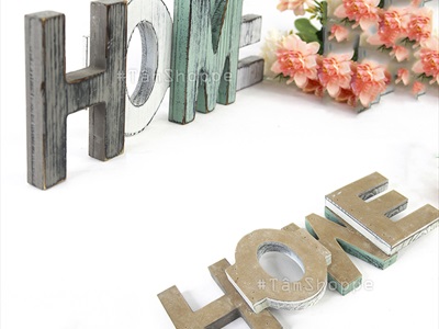 Chữ HOME gỗ Vintage Bắc Âu 15cm CHU-GO-02