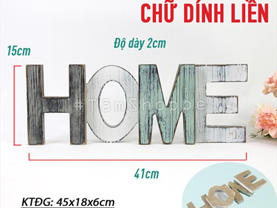 Chữ HOME gỗ Vintage Bắc Âu 15cm CHU-GO-02