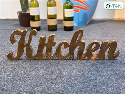 Chữ gỗ Kitchen màu nâu đen Rustic [Tự đứng - 15x53cm] CHUGO-10